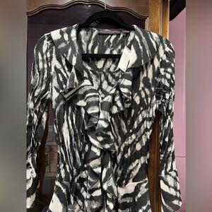 Vintage New Hayley Matthews Black and White Dressy Shirt women’s Sz M. Y2K